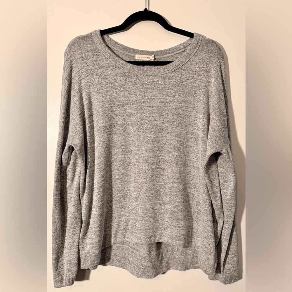 Rag & Bone Heather Gray Long Sleeve Box Pleat Knit Top – Size Medium